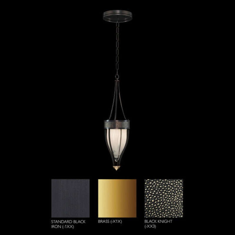 Mirage 7.5″W Round Pendant Black Iron/Brass/Black Knight