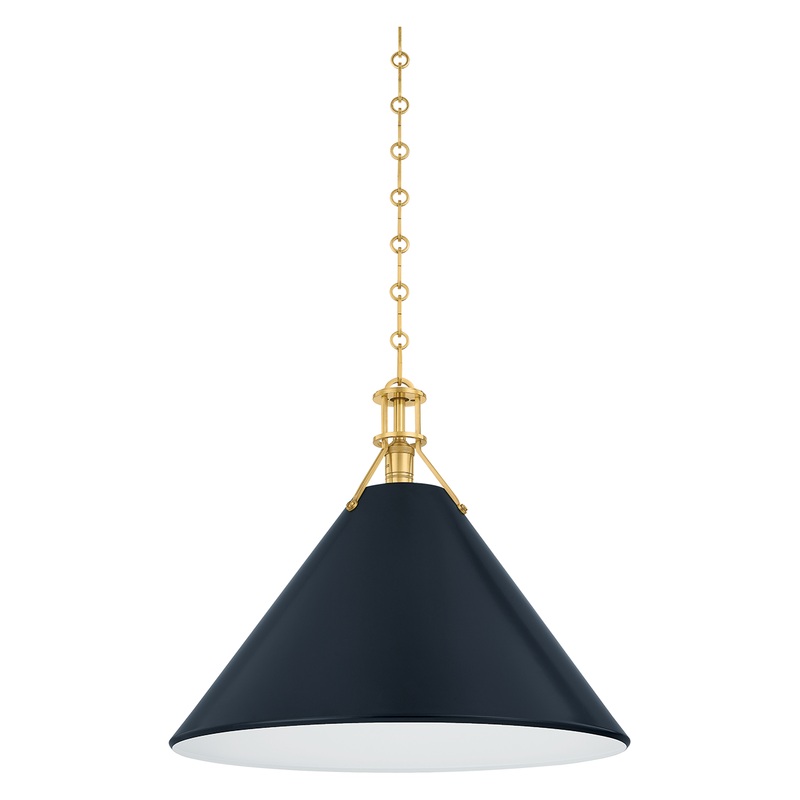 Painted No.2 1-Light Pendant Aged Brass/Distressed Bronze