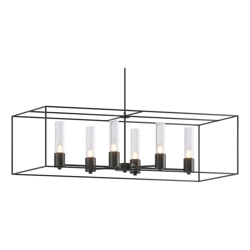 Portico Pendant Black Black Seeded Clear Glass (II)