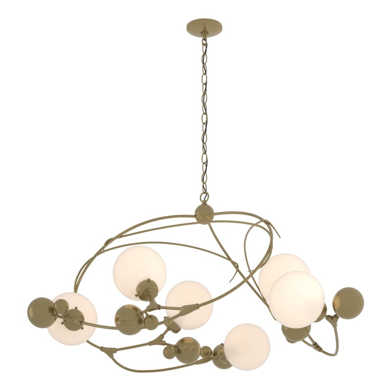 Sprig Circular Pendant Modern Brass Opal Glass (GG)