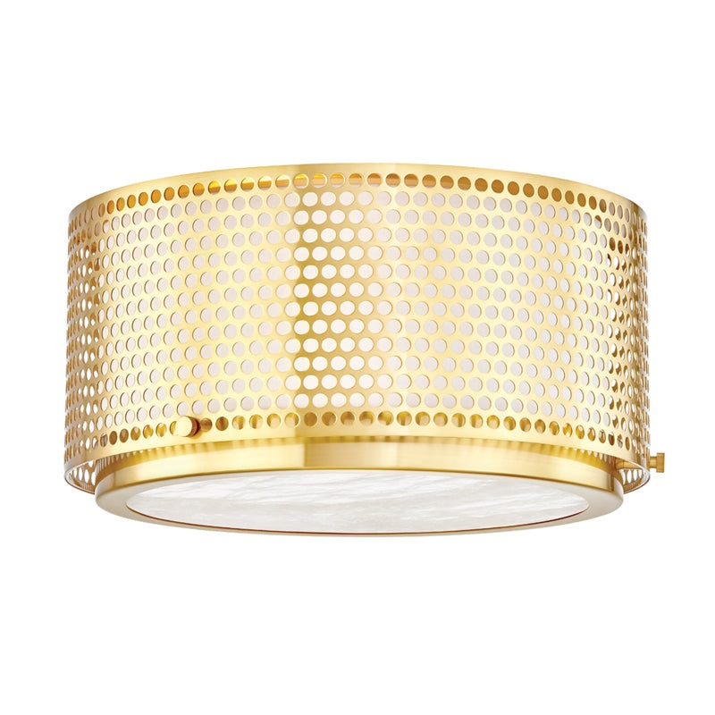 Two Light Flush Mount from the Oracle Collection in Aged Brass Finish by Hudson Valley