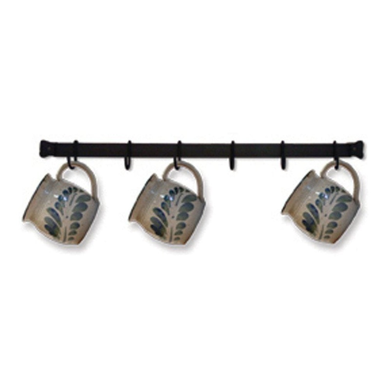Village Wrought Iron CR-24 Cup or Utensil Rack 24 Inches Long Comes With 6 Movable Hooks