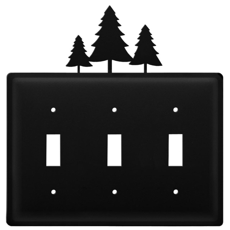 Village Wrought Iron ESSS-20 Triple Pine Trees Triple Switch Cover