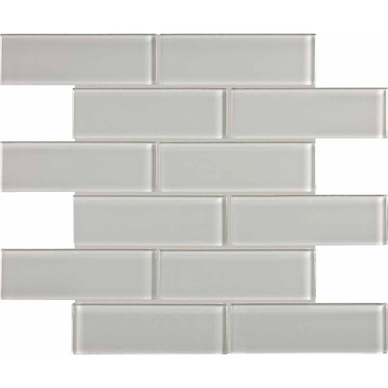 2″ x 6″ Element Mist Glossy Glass Brick Mosaics. 1 Sheet = .96 Sq. Ft. (35-038)