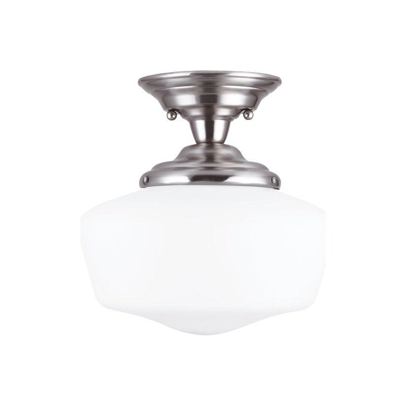 Academy One Light Semi-Flush Mount Brushed Nickel