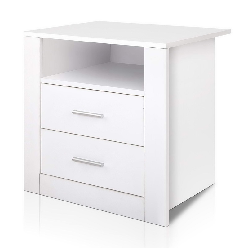 Artiss Bedside Table 2 Drawers with Shelf – TARA White