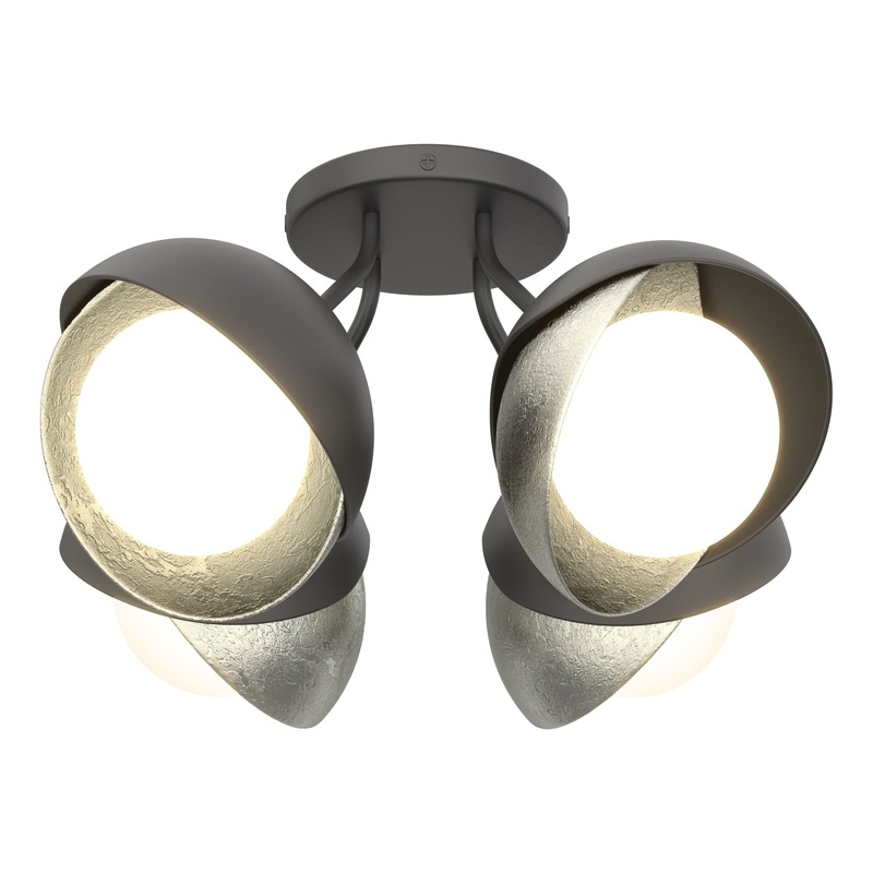 Brooklyn 4-Light Double Shade Semi-Flush Black Sterling