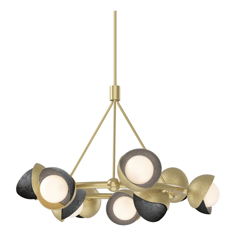 Brooklyn 9-Light Double Shade Ring Pendant Modern Brass Ink