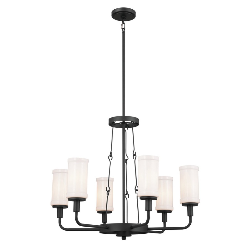 Kichler 52451BKT Six Light Chandelier, Textured Black