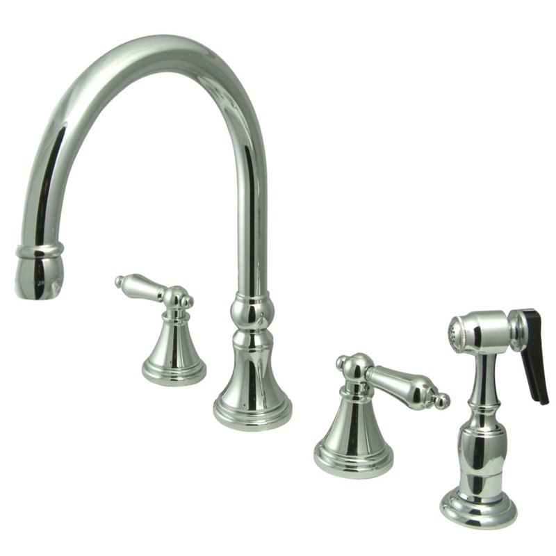 Kingston Brass KS2791ALBS Widespread Kitchen Faucet, Polished Chrome