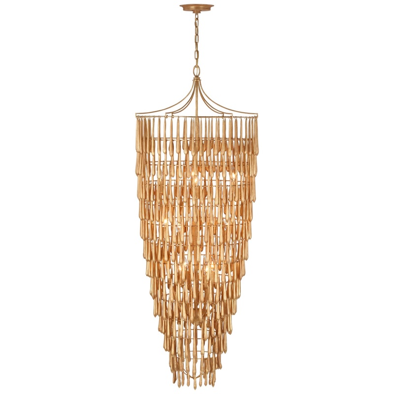 LED Chandelier from the Vacarro Collection in Antique Gold Leaf Finish by Visual Comfort Signature