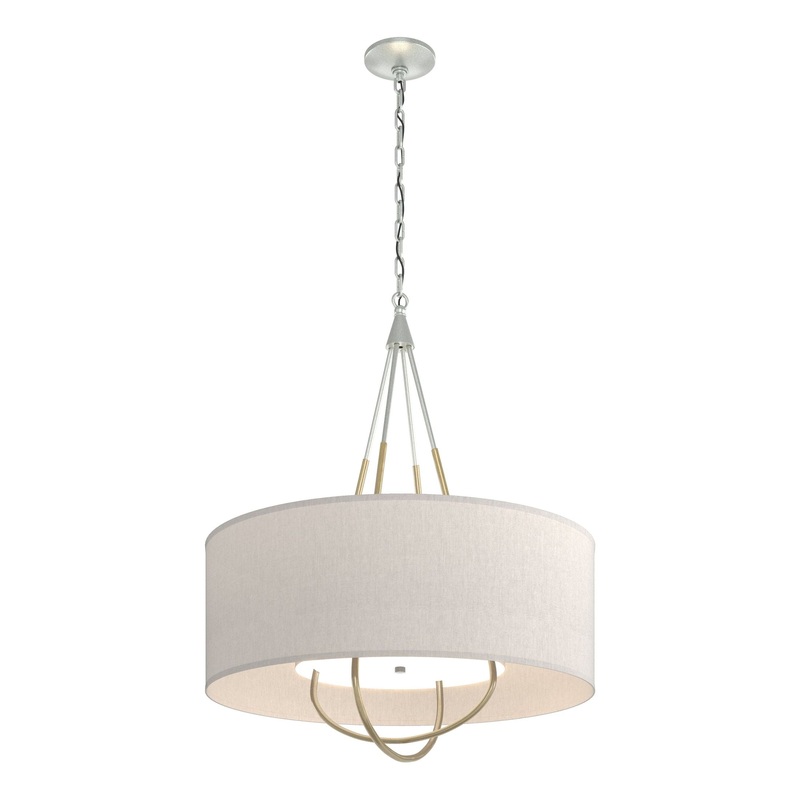 Loop Pendant Vintage Platinum Modern Brass Flax Shade (SE)