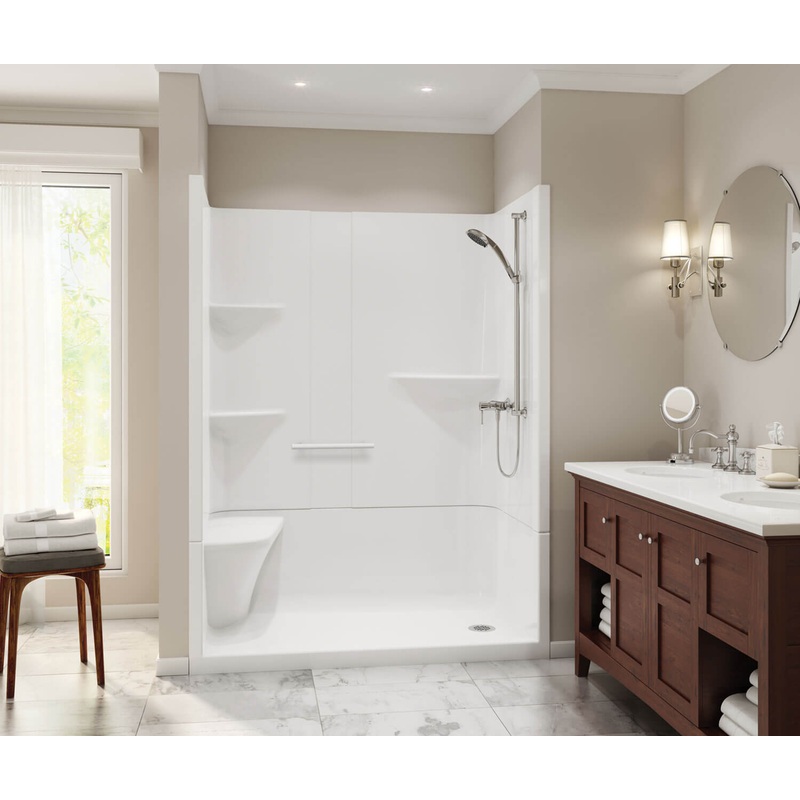 MAAX 105921-S2-000-001 Camelia SH-6034 Acrylic Alcove Center Drain Two-Piece Shower in White