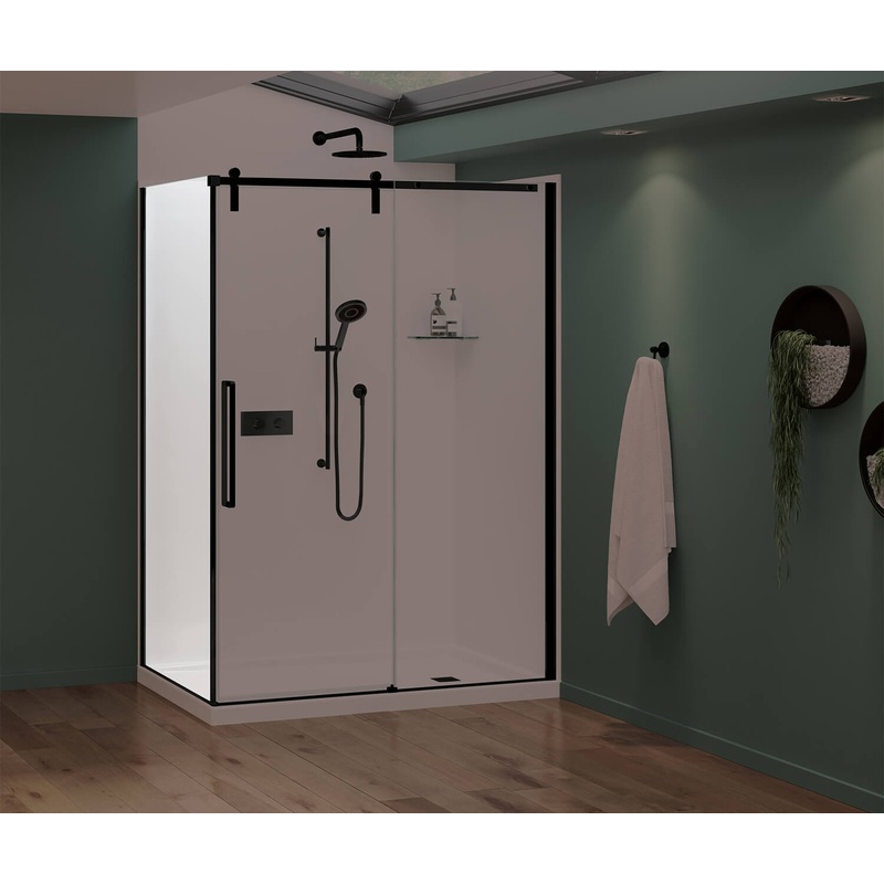 MAAX 135865-900-340-000 Nebula Return Panel for 36 in. Base with Clear glass in Matte Black