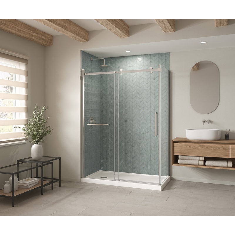 MAAX 420024-502-001-000 B3X 6032 Acrylic Corner Left Shower Base with Left-Hand Drain in White