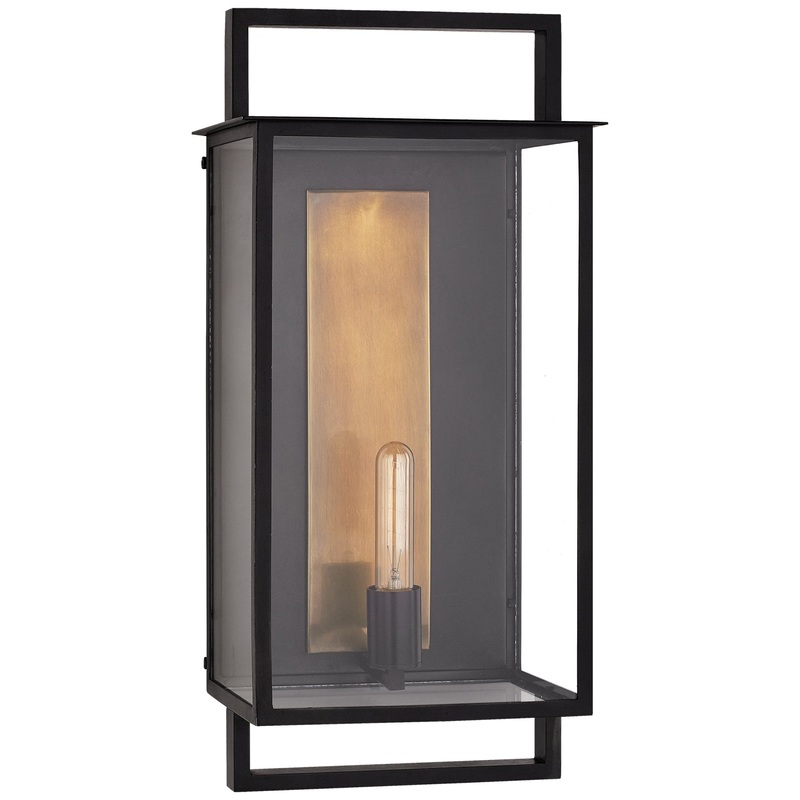 One Light Outdoor Wall Sconce from the Halle Collection in Aged Iron And Clear Glass Finish by Visual Comfort Signature