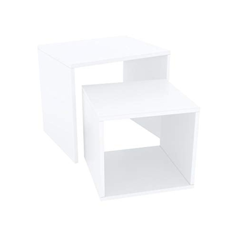 Set di 2 comodini da salotto, in stile moderno, per soggiorno, camera da letto (bianco)