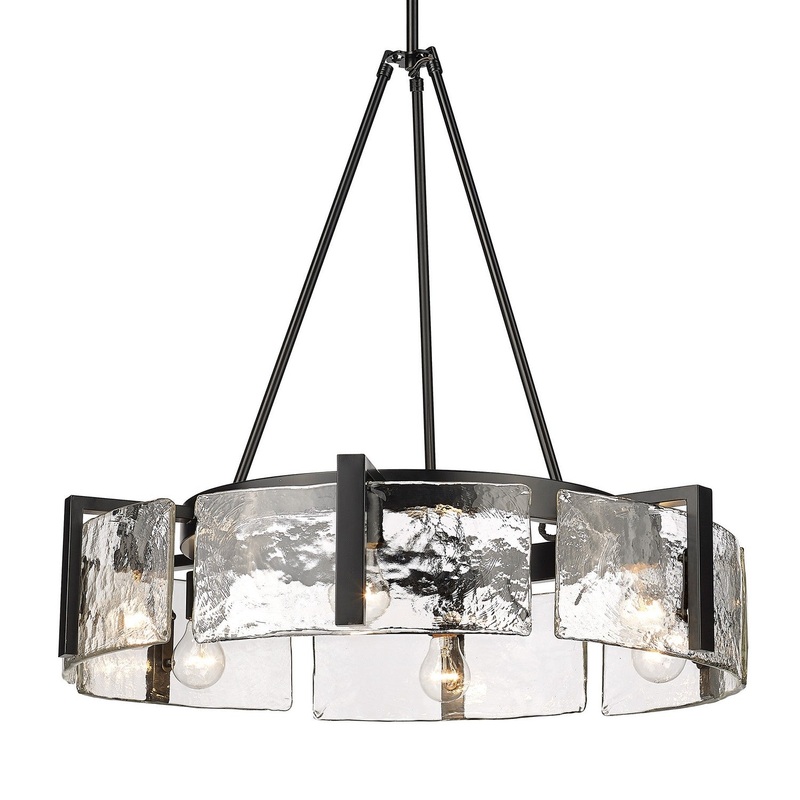 Six Light Chandelier from the Aenon Collection in Matte Black Finish by Golden