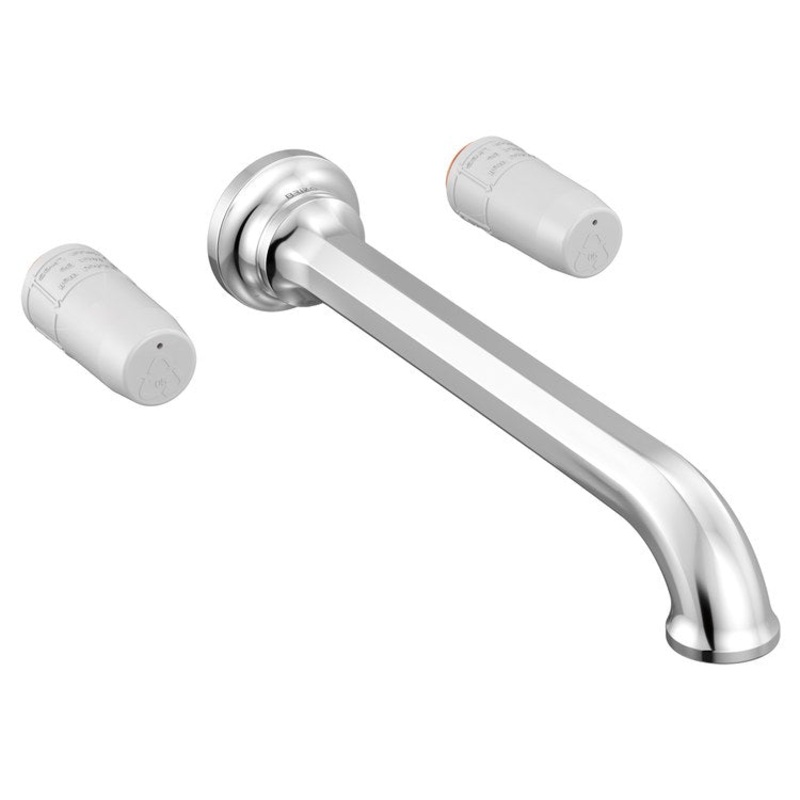 Tub Filler Trim Beauclere Two Handle Wall Mount Less Handles Polished Chrome ADA 8 Inch Spread 9.3 Gallons per Minute