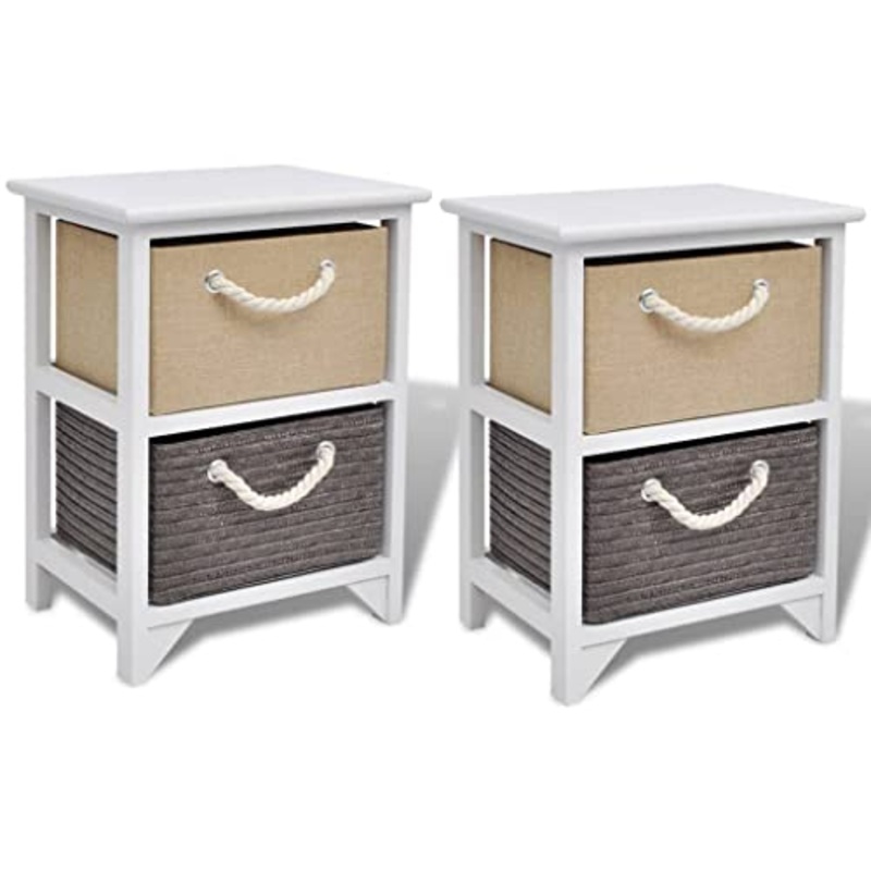 vidaXL Set 2 Comodini Mobiletto con 2 Cassetti Camera da Letto Rustico in Legno