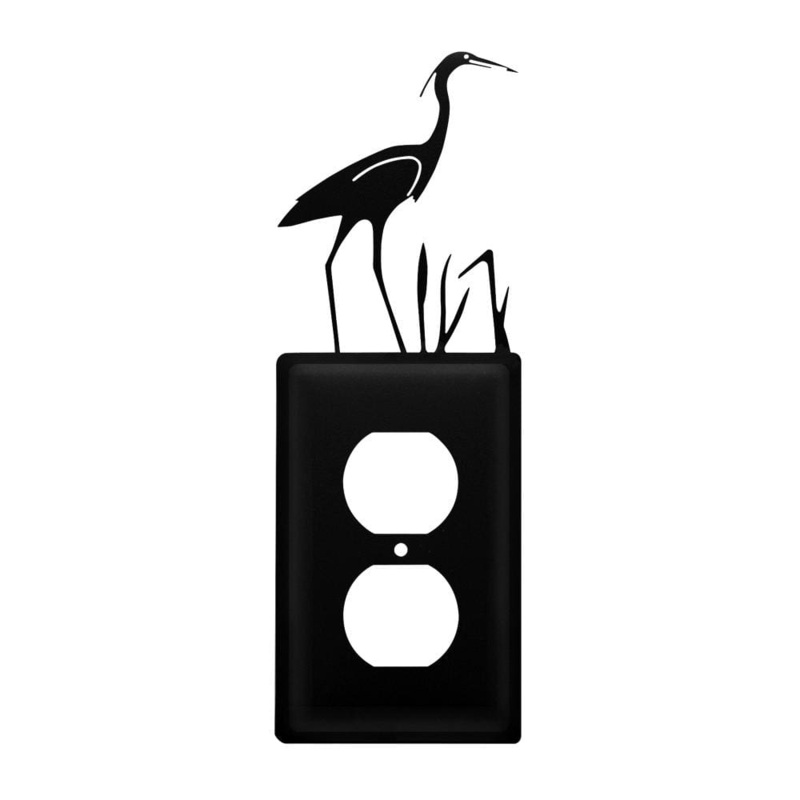 Village Wrought Iron EO-133 Single Heron Single Outlet Cover