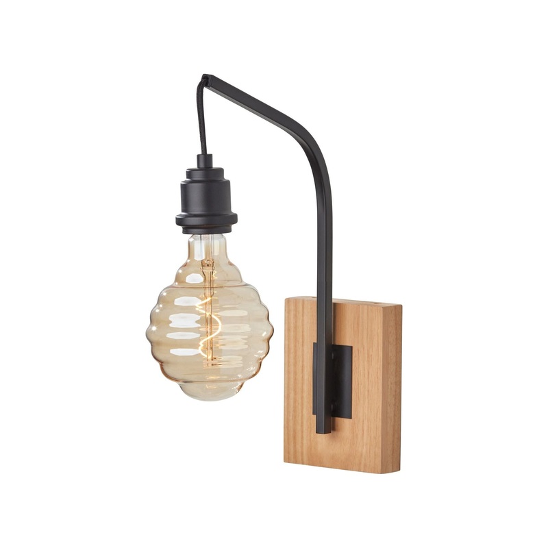 Wren Wall Lamp Natural Wood with Black Finish