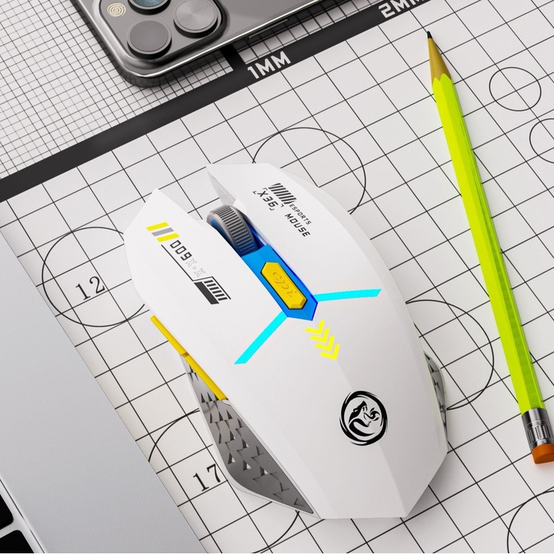 Ergonomic Dual-Mode Wireless Gaming Mouse – Mute Buttons, Adjustable DPI, Rechargeable, Multi-Assist Keys(white)
