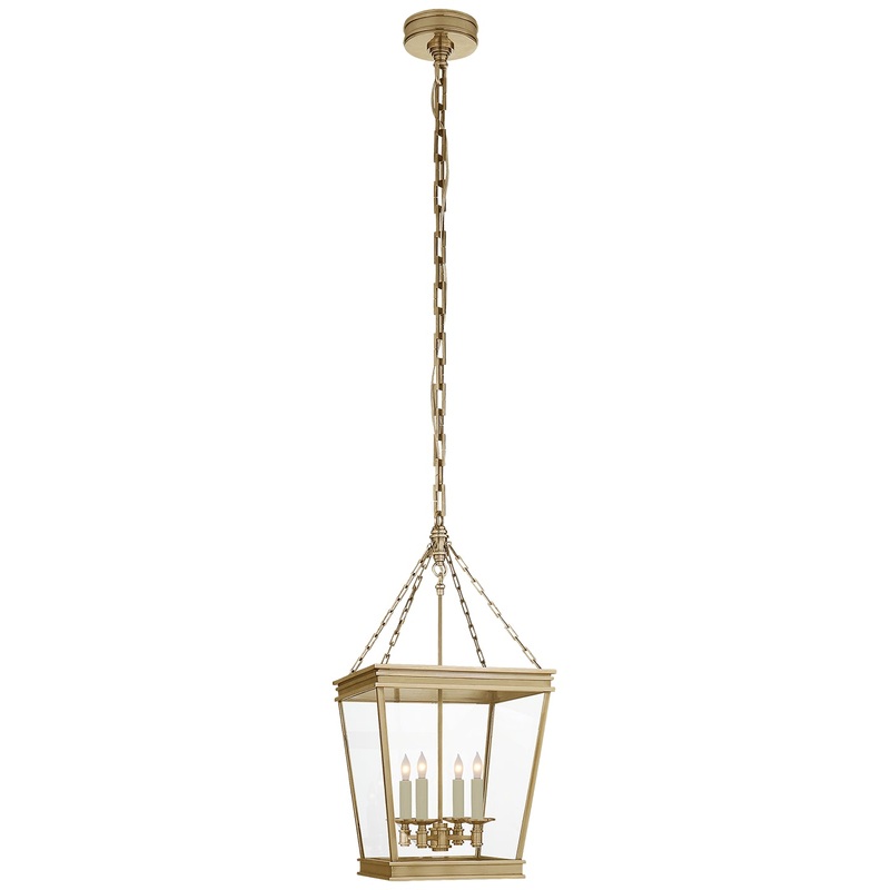 Four Light Lantern from the Launceton Collection in Antique-Burnished Brass Finish by Visual Comfort Signature