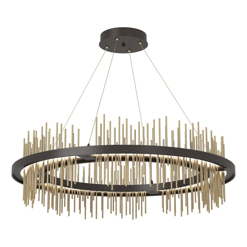 Gossamer Circular LED Pendant Oil Rubbed Bronze Modern Brass
