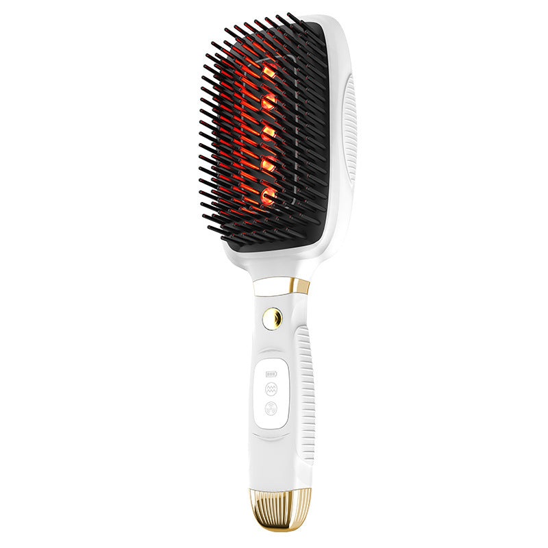 White Advanced 3-in-1 Scalp & Hair Care Massage Comb – Red Light Therapy, EMS Microcurrent & Vibration for Healthy Hair Growth